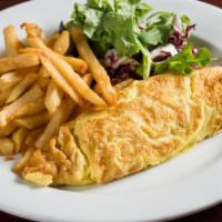 Omelette “Tournesol” Three Eggs · With French fries and salad