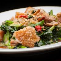 Crispy Pork Belly With Chinese Broccoli (Spicy) · 