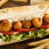 Breaded Shrimp Sandwich · Breaded shrimp stuffed in between a fresh baked bun with your choice of toppings.