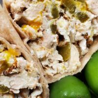 Breakfast Wrap 6 · 6 Egg Whites, Grilled Chicken, Jalapenos with Melted Cheddar Cheese