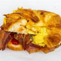 Egg And Cheese And Choice Of Meat On Croissant · Ham, Bacon, Sausage.