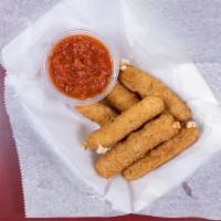Mozzarella Sticks · 6 pieces. Crispy, golden-brown fried sticks of stringy cheese. Served with 2 oz. small side ...