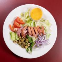 Antipasto Salad · Frank's pizzeria specialty item! Frank's lettuce mix with select Italian meats, provolone ch...