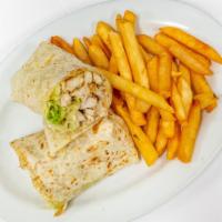 Grilled Chicken Caesar Wrap · Grilled chicken, romaine lettuce, and caesar dressing.