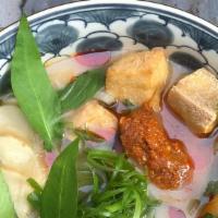 Spicy Lemongrass Mushroom Noodle Soup · King Oyster Mushrooms with Lemongrass Chili Paste, Culantro, Scallions, Viet Coriander, Thai...