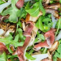 Vietnamese Crispy Crepe · Vietnamese Crispy Crepe with House - Made Duck Prosciutto, Arugula, Pickled Baby Leeks & Shr...