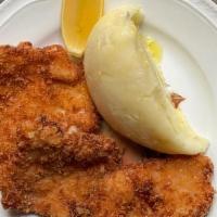 Schnitzel · Crispy Breaded Chicken Breast, Creamy Mashed Potato