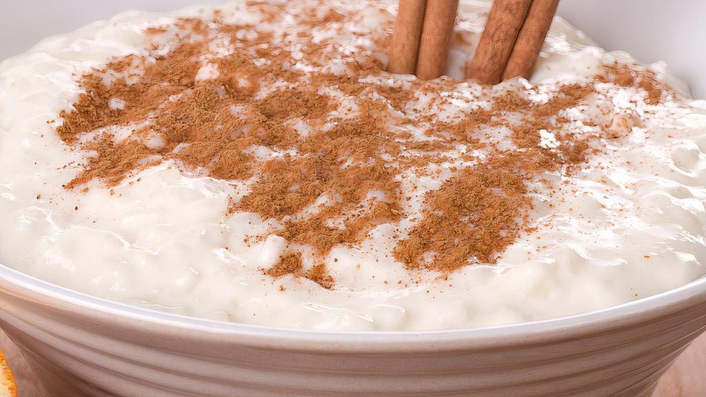 Greek Rice Pudding · Greek rice pudding topped with cinnamon.