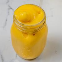 Mango 🥭Passion · Mango, peach, pineapple with coconut  water or almond milk.