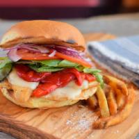 Italian Chicken Sandwich · Fresh Grilled Chicken With Roasted Red Peppers, Mozzarella Cheese, And Balsamic Vinaigrette.