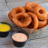 Onion Rings · Beer battered onion rings, includes Spicy Mayo