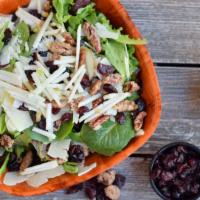 418 Waldorf Salad · served on a spring mix with candied pecans, dried cranberries, shaved parmesan, and slice ap...