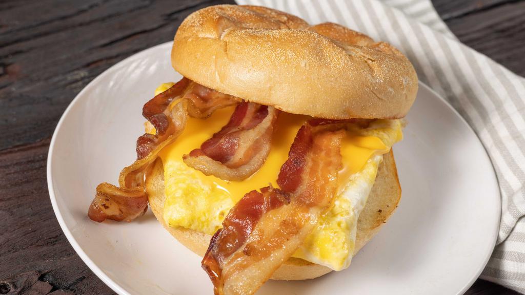 Bacon Egg Cheese Sandwich · Choice of roll, toast, bagel.