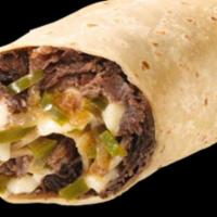 Philly Cheese Steak Wrap · Cheese and Fried Onion & Pepper Mix
