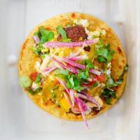 Crispy Fish Taco · Corn salsa creamy chipotle pickled peppers pickled onions and salsa verde.