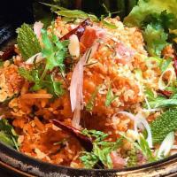Crunchy Curried Rice Ball Salad	 · Sour sausage, Butter lettuce, Kaffir lime-mint vinaigrette