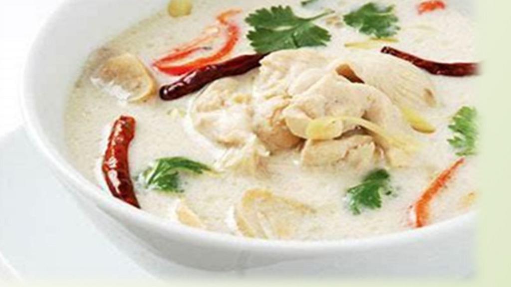 Tom Kha Soup · Mushroom, scallion, cilantro in coconut milk broth