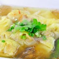 Wonton Soup · Steamed chicken and shrimp in a clear broth with mushrooms, black pepper, onions, carrots, a...