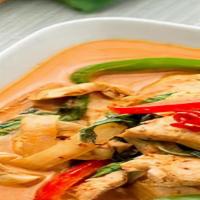 Red Curry · Bamboo shoot, eggplant, bell pepper and basil in coconut red curry sauce