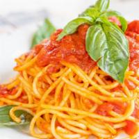 Spaghetti Pomodoro · homemade tomato sauce.