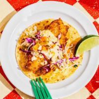 Baja Crispy Fish Taco. · Voted “Absolute Best Fish Taco” by New York Mag. Beer-battered Alaskan cod topped with pickl...
