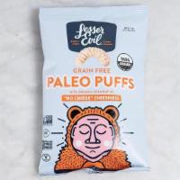 Lesser Evil Paleo Puffs · Organic, non-dairy seasoning brings the cheesy flavor and leaves the cheesy baggage behind.