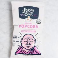 Lesser Evil Popcorn · Air popped and tumbled in the best oils and sprinkled with himalayan pink salt.