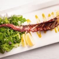 Polipo Alla Griglia · Grilled octopus served with an arugula salad, red onions, Castel Vetrano olives, and a dijon...