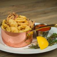 Flash Fried Calamari · Served with Marinara Sauce.