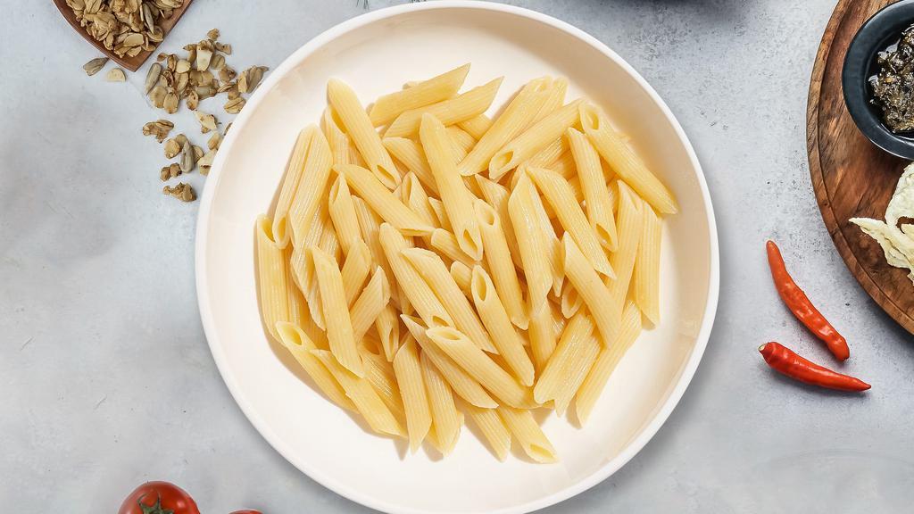Your Own Penne · Fresh penne pasta cooked with your choice of sauce and toppings!