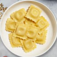 Your Own Cheese Ravioli · Fresh cheese ravioli cooked with your choice of sauce and toppings!