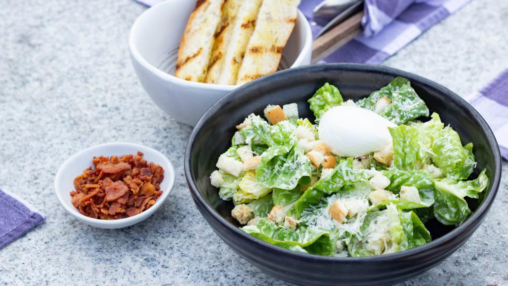 Caesar Salad · Freshly prepared salad topped with Romaine lettuce, sliced romano cheese, and homemade garlic roast croutons.