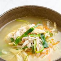 닭칼국수 Chicken Kalguksu · 24oz. Hand-pressed noodle w/ vegetables & chicken in beef broth. noodle comes on the side.