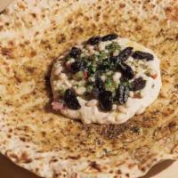 White Bean Hummus · Grilled flatbread, olives