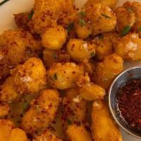 Crispy Cheese Curds  · With hot honey