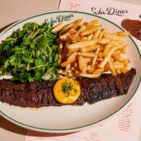 10 Oz Marinated Skirt Steak · Charred broccolini, grilled onions, chimichurri