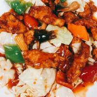 General Ching'S Chicken · Spicy. Prepared spicy, chunk of crispy chicken sautéed with assorted vegetables in house spe...