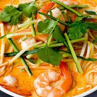 Curry Shrimp Ramen Noodle Soup · Mild spicy.