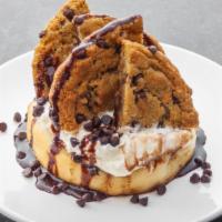 The Cookie Encounter · Vanilla frosting topped with an entire chocolate chip cookie, chocolate chips and finished w...