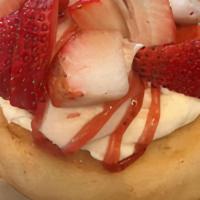 Strawberry Shortcake · Strawberry and cream cheese frosting topped with fresh sliced strawberries and strawberry dr...