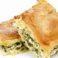 Spinach Pie · Pie made from spinach, cheese, and phyllo dough.