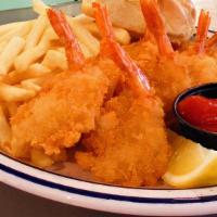 6 Pcs Shrimp With Fries · Shrimp Fried with Organic Cooking Oil, Texas Breading & Served with French Fries.