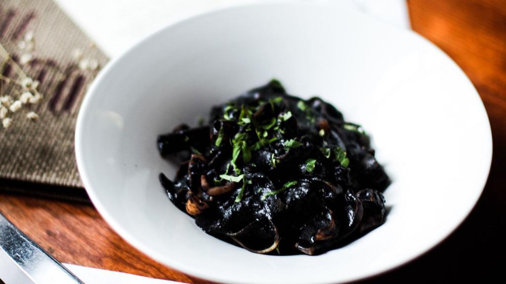 Tagliatelle Al Nero Di Seppia · Black squid ink, cuttlefish and white wine