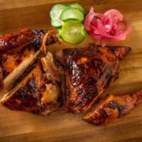 Half Chicken · Naturally raised slow-smoked chicken. Served with an optional assortment of pickled veggies ...