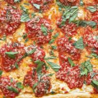 Margherita Pizza · Fresh mozzarella, basil and extra virgin olive oil.