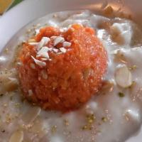 Gajar Ka Halwa · Warm carrot pudding.