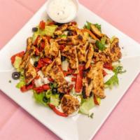 Anabella Grilled Chicken Salad · Popular. Grilled chicken, roasted red peppers, black olives, fresh mozzarella cheese, sun-dr...