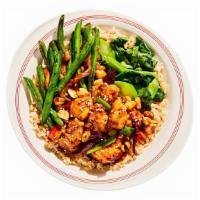Kung Pao Chicken Bowl · Our most popular combo - Spicy tingly Kung Pao Chicken paired with crunchy blistered string ...