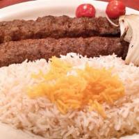 Kabob Barg · .Filet mignon. Large portion of juicy, marinated filet mignon, skewered and charbroiled on a...