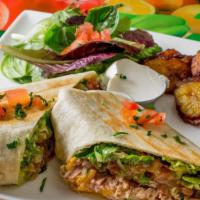 Burrito · Your choice of meat with rice, beans, avocado, pico de gallo, and lettuce. Served with salad...